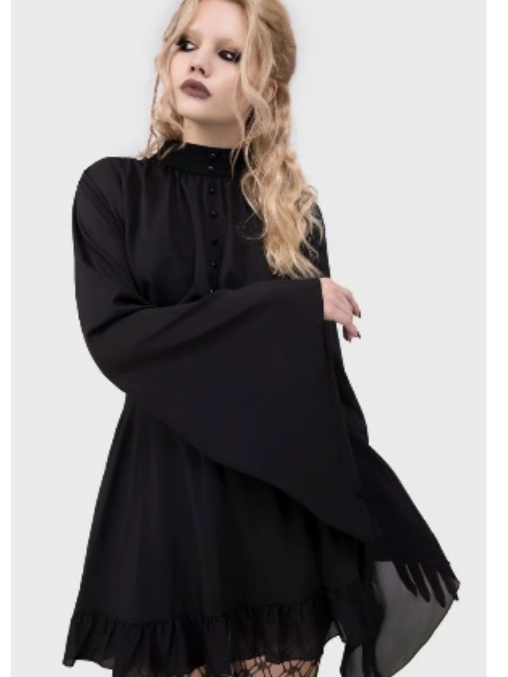 NWT Killstar Black Bell-Sleeve Gothic Mini Dress Size S
